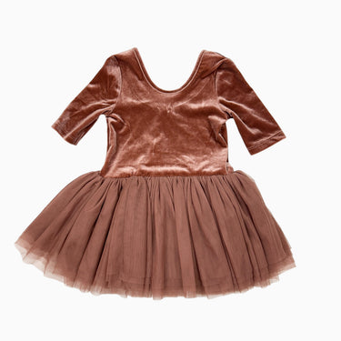 Robe rose velours avec volant doublé en tulle 6Y