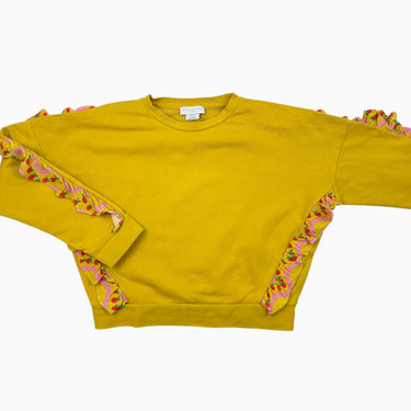 Pull jaune d'or avec volants 'pommes' 10Y