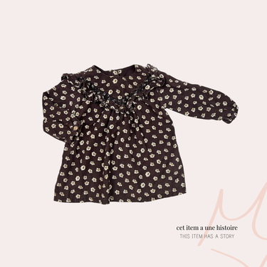 Robe marron fleuri en corduroy 12M