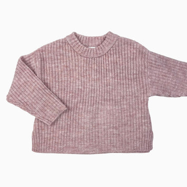 Pull rose côtelé en lainage 12-18M