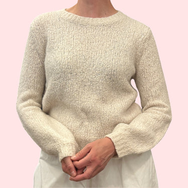 Pull crème acrylique, alpaca, laine et nylon pour femmes M