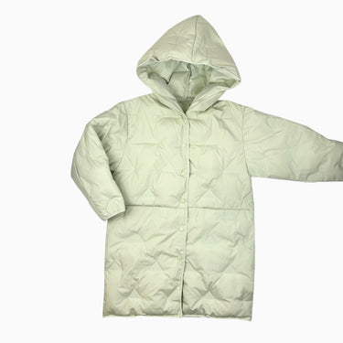 Manteau style parka vert pomme mi-saison à capuchon 140 10Y