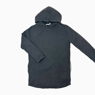 Pull 'long' à capuchon anthracite en coton bio 9-10Y