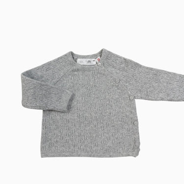 Pull gris à pointelle en tricot 3-6M