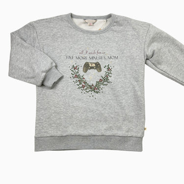 Pull gris 'fivve more minutes, mom' 9-10Y