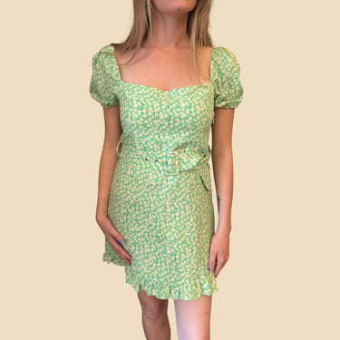 Robe verte 'marguerites' coton pour femmes M (fit XS)
