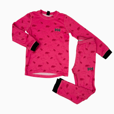 Ensemble style sous-couche fushia ' ours polaire' 6Y