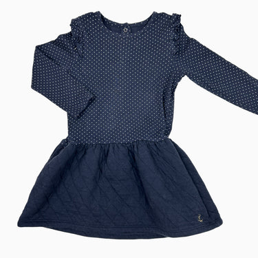 Robe marine à pois et volant matelassée 24M