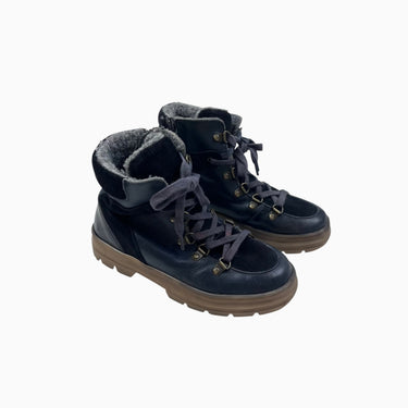 Bottines marines en cuir doublées en laine avec fermetures latérales 35EU