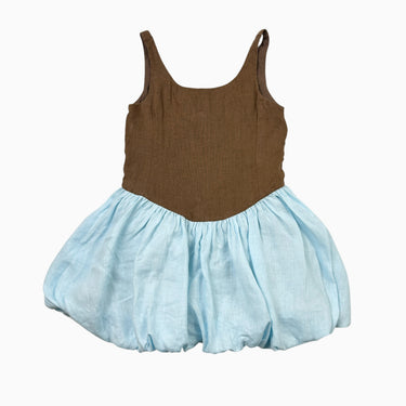 Robe marron et bleu en lin 6-7Y fit 4-5Y