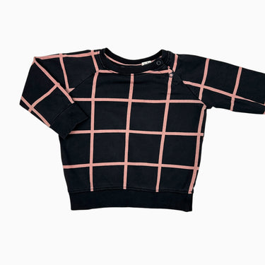 Pull noir carreauté rose 18-24M