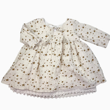 Robe vanille 'étoiles' en mousseline 3-4Y