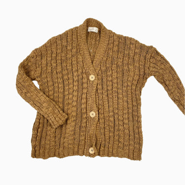Cardigan ocre en tricot de coton et poly 4-5Y