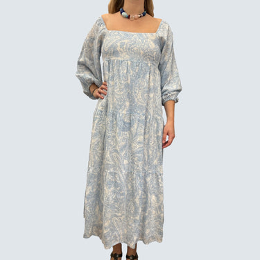Robe bleu maxi en coton pour femmes 4US