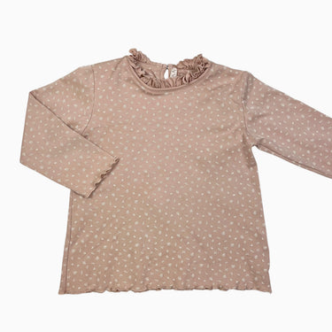 Chandail rose fleuri en coton pimas 3-4Y