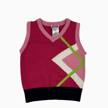 Débardeur rose à motifs en tricot de laine et cachemire 6Y