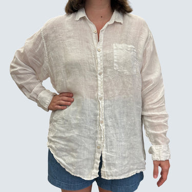 Chemise blanche en lin mélangé pour femmes XXL