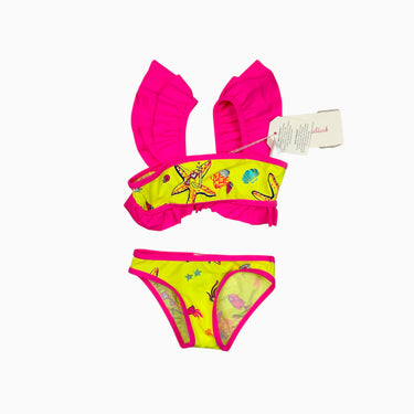 Bikini rose et jaune 'coquillages' 2Y