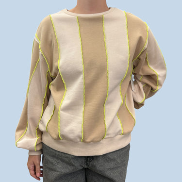 Pull à rayures roses et latté en coton pour femmes OS