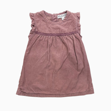 Robe vieux-rose en corduroy avec broderie 18M