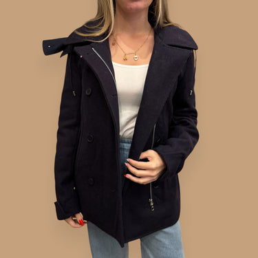 Manteau marine en laine pour femmes 34EU