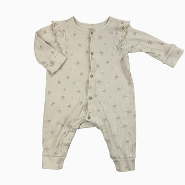 Combi vanille fleurie côtelé 4-6M
