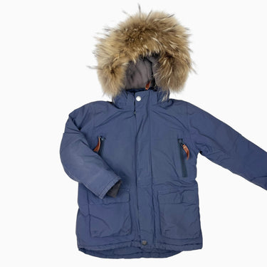 Manteau d'hiver bleu acier doublé en polar 6Y