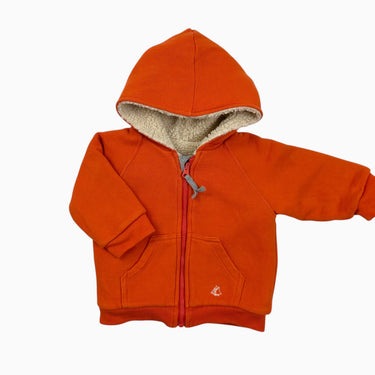 Veste à capuchon orange doublée en sherpa 6M