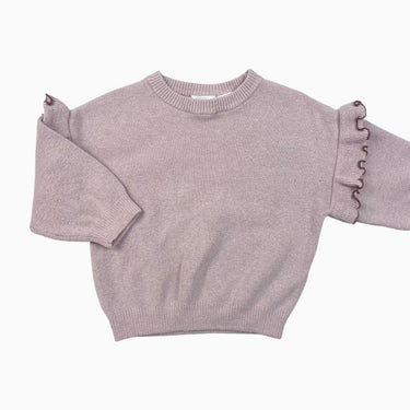 Pull vieux-mauve avec volants aux manches 12-18M