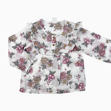 Blouse tunique blanche fleurie 12-18M