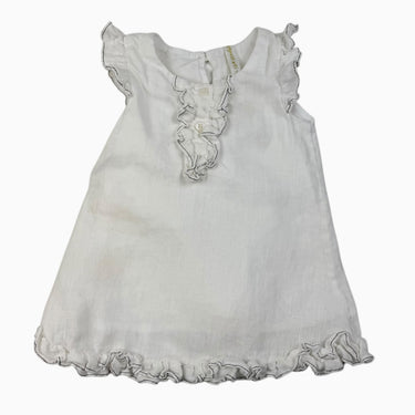 Robe blanche avec volants en lin 6-12M
