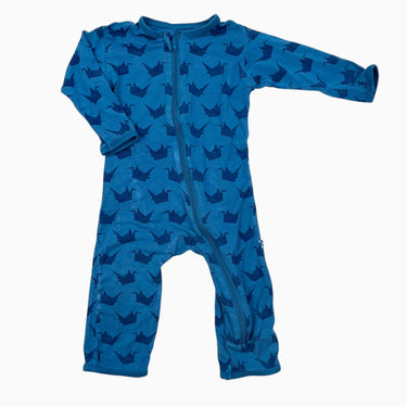 Pyjama teal à imprimé cygnes en viscose de bambou et spandex 3-6M