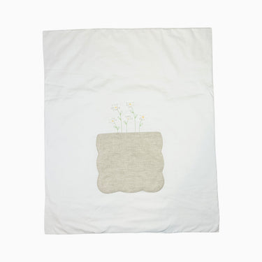 Couverture blanche 'fleurs'