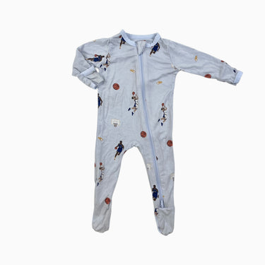 Pyjama bleu 'basketball' en bambou et spandex 0-3M