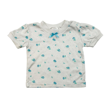 T-shirt blanc fleuri vintage 12M