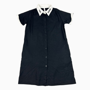 Robe à col noire 'girl gang' lin et coton 10-11Y