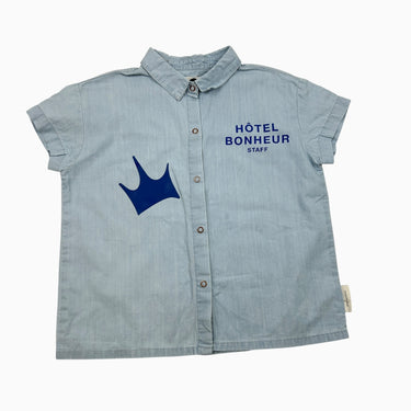Chemise bleu clair 'Hôtel Bonheur' en coton revalorisé 6Y