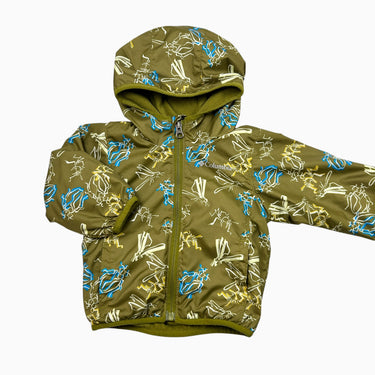 Manteau style coupe-vent vert 'insectes' 6-12M