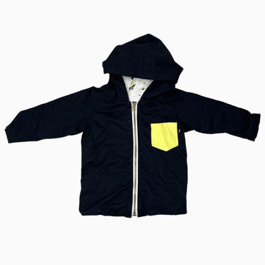 Coupe-vent noir doublé en coton avec poche jaune 0-3M