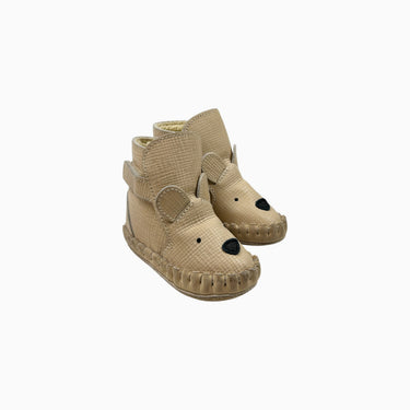 Bottes beige 'ours' en cuir 6-12M