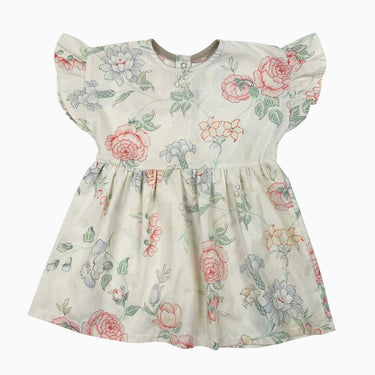 Robe blanche fleurie tissu revalorisé S 2-3Y