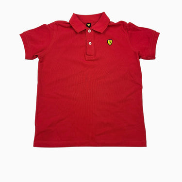 Polo rouge avec logo 'Ferrari' en coton piqué 7-8Y