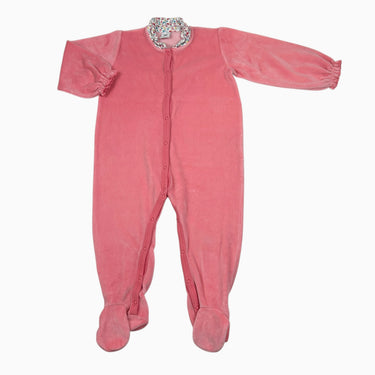 Pyjama rose à col fleuri en velours 24M
