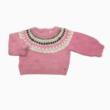 Pull rose 'fairisle' en peluche 6M