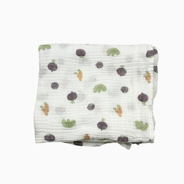 Couverture blanche 'légumes' en mousseline
