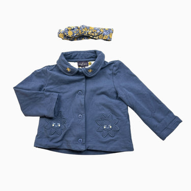 Veste à col claudine avec bandeau marine 9M