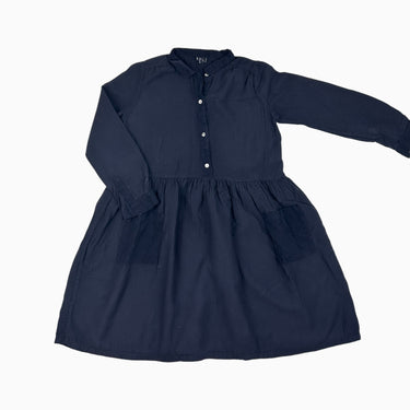 Robe marine en mousseline et corduroy 10Y