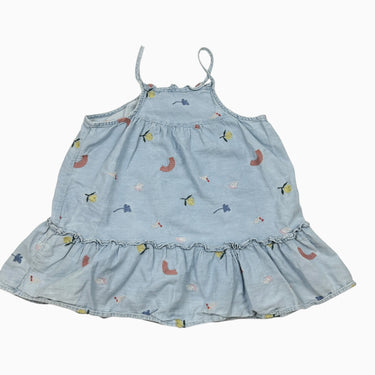 Robe en coton chambray à motifs brodé 4-5Y