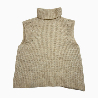 Débardeur à col roulé vanille en tricot de laine, alpaca et nylon 10Y