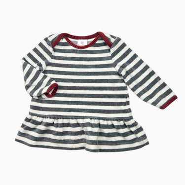 Robe grise à rayures en velours 70CM 6M